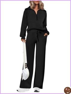 PRETTYGARDEN Women's 2-Piece Lounge Set Sweatsuit Half Zip Tracksuit